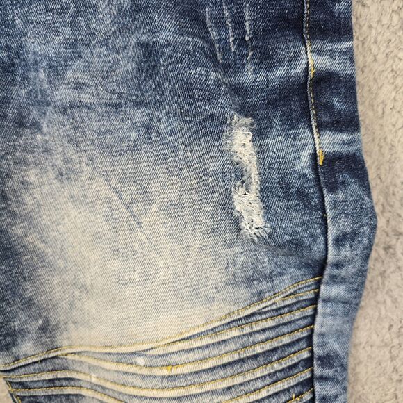 Southpole Men's Moto Skinny Jeans Blue Distressed Acid Wash Size 36x32 - Picture 10 of 16